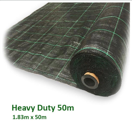 1.83M x 50M Heavy Duty Green Line Weed Mat